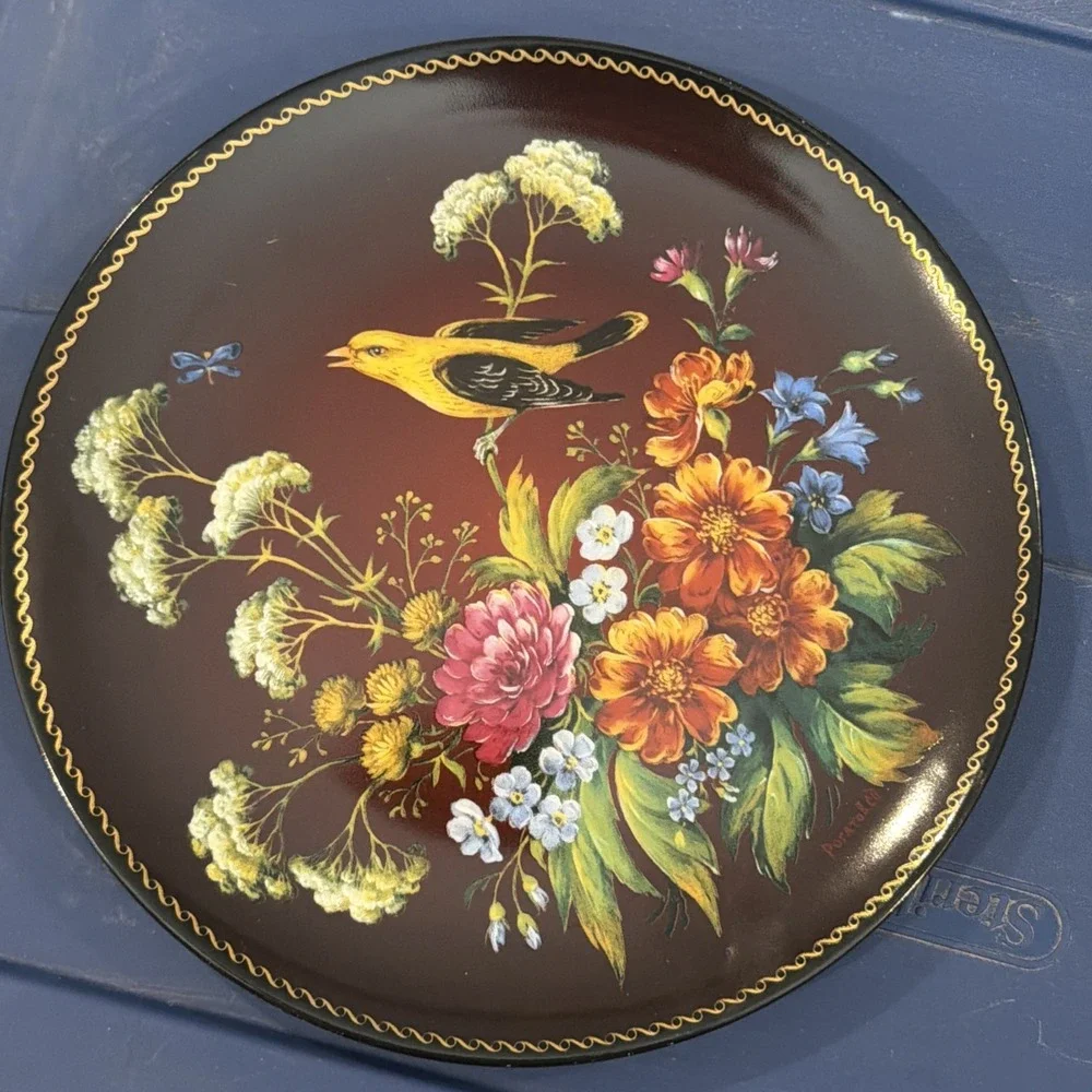 Vtg 1991 Pair Russian 'Rhapsody Fantasy' Bradford Exchange Played Birds Flowers